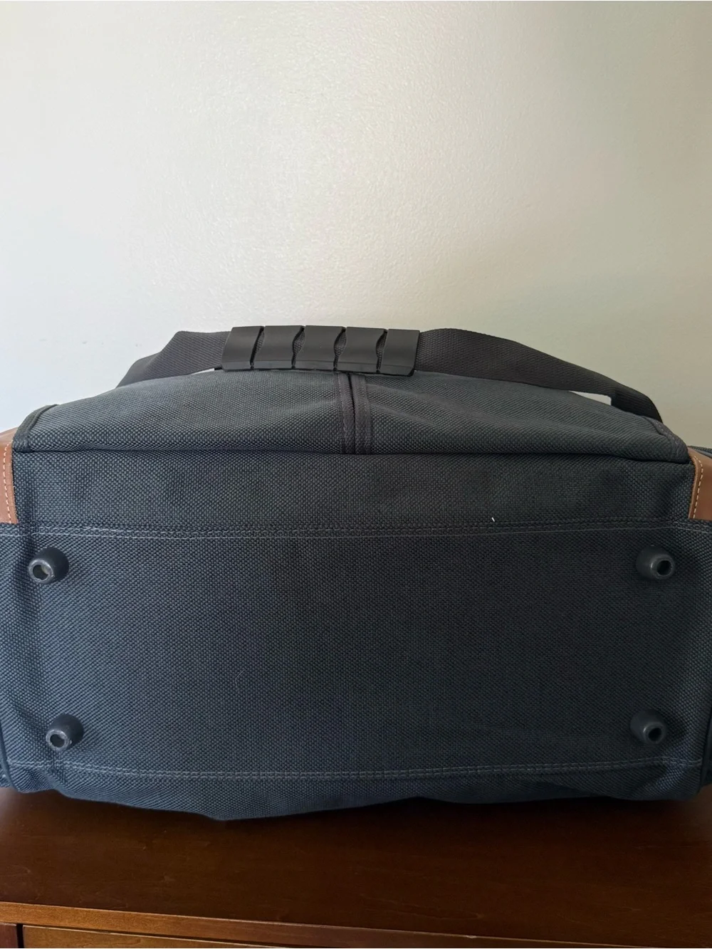 American Tourister Dark Blue Duffel with Brown Trim 1990’s Vintage